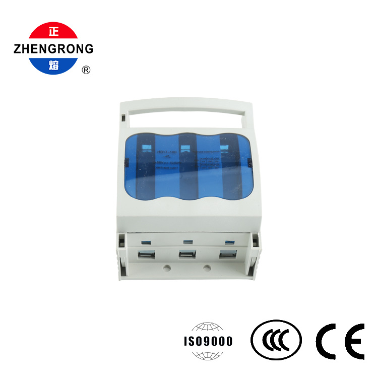 Seccionador de interruptor de fusível de 3 polos 100A 690V trilho DIN
