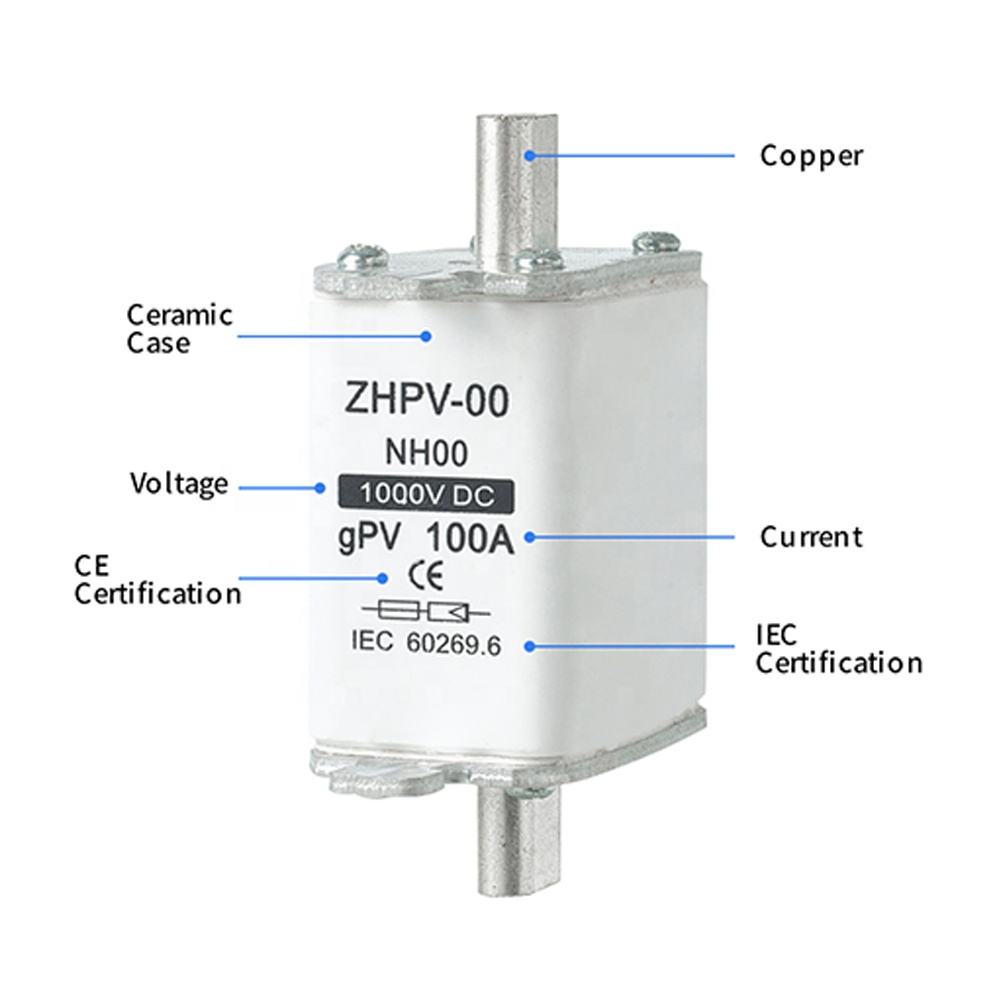 Plástico fotovoltaico 80A 6ka do fusível da faca da baixa tensão do IEC de NH00-1000V que quebra a capacidade